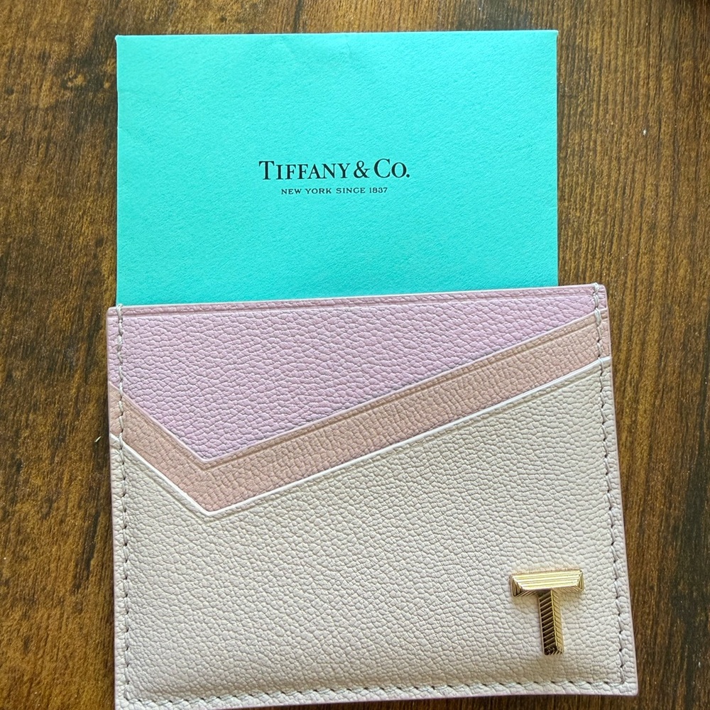 NWT Tiffany & Co. Leather Ombré Pink Card Holder